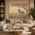 Ivory & Ochre Zebra Safari Kids Wall Art Canvas Print - Image 10