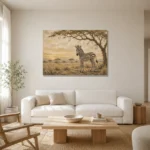 Ivory & Ochre Zebra Safari Kids Wall Art Canvas Print styled in a refined neutral interior
