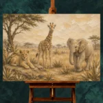 Sand & Ochre Safari Animal Trio Kids Wall Art Canvas Print - Image 2