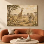 Sand & Ochre Safari Animal Trio Kids Wall Art Canvas Print - Image 3
