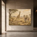 Sand & Ochre Safari Animal Trio Kids Wall Art Canvas Print - Image 6