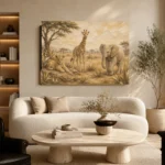 Sand & Ochre Safari Animal Trio Kids Wall Art Canvas Print - Image 7