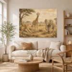 Sand & Ochre Safari Animal Trio Kids Wall Art Canvas Print - Image 8