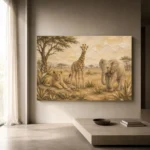 Sand & Ochre Safari Animal Trio Kids Wall Art Canvas Print - Image 11