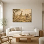 Sand & Ochre Safari Animal Trio Kids Wall Art Canvas Print styled in a refined neutral interior