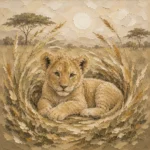 Sand & Ochre Lion Cub Safari Kids Wall Art Canvas Print