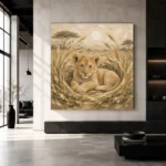 Sand & Ochre Lion Cub Safari Kids Wall Art Canvas Print - Image 3