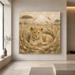 Sand & Ochre Lion Cub Safari Kids Wall Art Canvas Print - Image 4