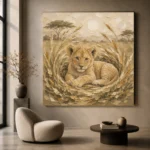 Sand & Ochre Lion Cub Safari Kids Wall Art Canvas Print - Image 5