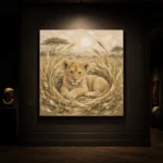 Sand & Ochre Lion Cub Safari Kids Wall Art Canvas Print - Image 7