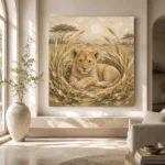 Sand & Ochre Lion Cub Safari Kids Wall Art Canvas Print - Image 8