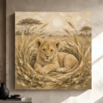 Sand & Ochre Lion Cub Safari Kids Wall Art Canvas Print - Image 9