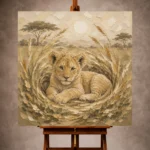 Sand & Ochre Lion Cub Safari Kids Wall Art Canvas Print - Image 10