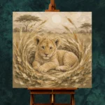 Sand & Ochre Lion Cub Safari Kids Wall Art Canvas Print - Image 11