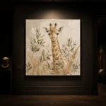Soft Sand & Olive Giraffe Safari Kids Wall Art Canvas Print - Image 7