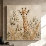 Soft Sand & Olive Giraffe Safari Kids Wall Art Canvas Print - Image 9