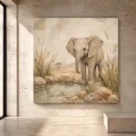 Sand, olive gray, and comforting Safari Kids Wall Art print for elegant interiors. No text or watermarks in design.