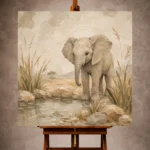 Sand & Olive Baby Elephant Oasis Safari Kids Wall Art Canvas Print - Image 10