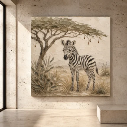 Ivory, softened charcoal, and quiet luxury Safari Kids Wall Art print for elegant interiors. No text or watermarks in design.