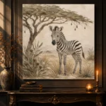 Ivory & Charcoal Zebra Foal Safari Kids Wall Art Canvas Print - Image 2