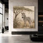 Ivory & Charcoal Zebra Foal Safari Kids Wall Art Canvas Print - Image 3
