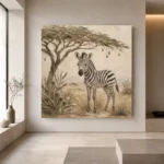 Ivory & Charcoal Zebra Foal Safari Kids Wall Art Canvas Print - Image 4