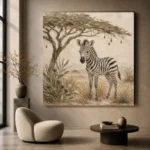 Ivory & Charcoal Zebra Foal Safari Kids Wall Art Canvas Print - Image 5