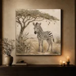 Ivory & Charcoal Zebra Foal Safari Kids Wall Art Canvas Print - Image 6