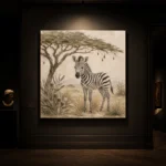 Ivory & Charcoal Zebra Foal Safari Kids Wall Art Canvas Print - Image 7