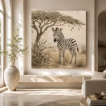 Ivory & Charcoal Zebra Foal Safari Kids Wall Art Canvas Print - Image 8