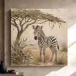 Ivory & Charcoal Zebra Foal Safari Kids Wall Art Canvas Print - Image 9