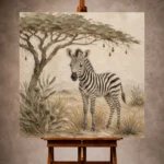 Ivory & Charcoal Zebra Foal Safari Kids Wall Art Canvas Print - Image 10