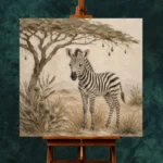 Ivory & Charcoal Zebra Foal Safari Kids Wall Art Canvas Print - Image 11