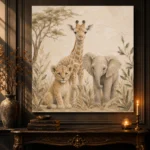 Sand & Caramel Safari Animal Trio Kids Wall Art Canvas Print - Image 2