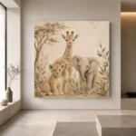 Sand & Caramel Safari Animal Trio Kids Wall Art Canvas Print - Image 4