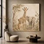 Sand & Caramel Safari Animal Trio Kids Wall Art Canvas Print - Image 5