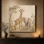 Sand & Caramel Safari Animal Trio Kids Wall Art Canvas Print - Image 6