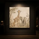 Sand & Caramel Safari Animal Trio Kids Wall Art Canvas Print - Image 7