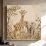 Sand & Caramel Safari Animal Trio Kids Wall Art Canvas Print - Image 9