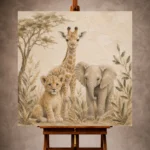 Sand & Caramel Safari Animal Trio Kids Wall Art Canvas Print - Image 10