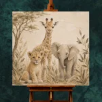Sand & Caramel Safari Animal Trio Kids Wall Art Canvas Print - Image 11