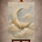 Cream and champagne gold Celestial Nursery Wall Art print for elegant interiors. No text or watermarks in design.