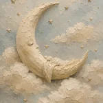 Cream & Gold Crescent Moon Celestial Nursery Wall Art Canvas Print