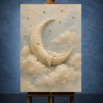 Cream & Gold Crescent Moon Celestial Nursery Wall Art Canvas Print - Image 2