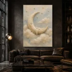 Cream & Gold Crescent Moon Celestial Nursery Wall Art Canvas Print - Image 5