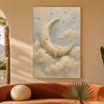 Cream & Gold Crescent Moon Celestial Nursery Wall Art Canvas Print - Image 6