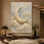 Cream & Gold Crescent Moon Celestial Nursery Wall Art Canvas Print - Image 7