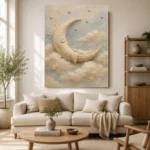 Cream & Gold Crescent Moon Celestial Nursery Wall Art Canvas Print - Image 10