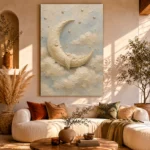 Cream & Gold Crescent Moon Celestial Nursery Wall Art Canvas Print - Image 11
