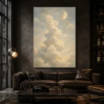 Cream & Blue Moonlit Cloud Celestial Nursery Wall Art Canvas Print - Image 5